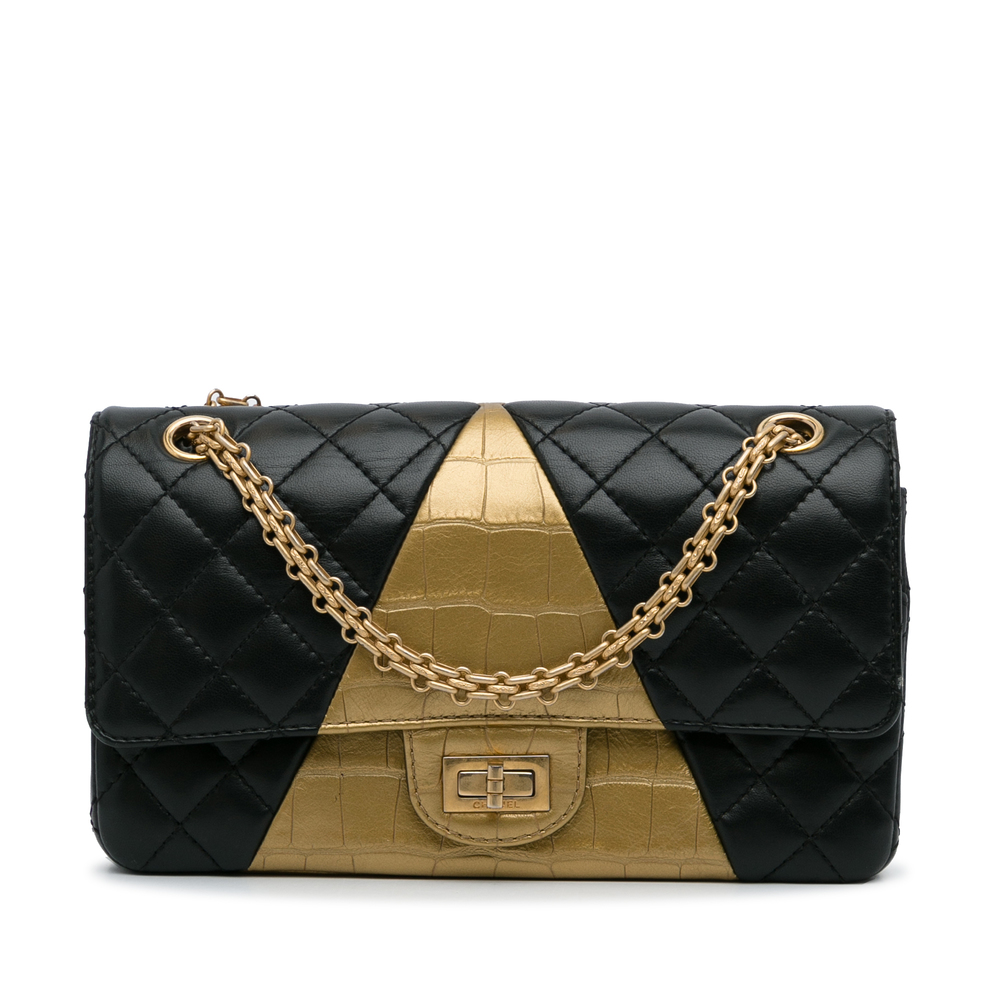 Pre-Loved Chanel Medium Croc Embossed Lambskin 2.55 Reissue Double Flap Bag